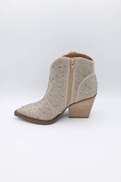 Very G Austin Rhinestone Cowboy Booties for Women in Taupe