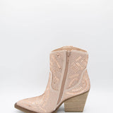 Very G Maze Stone Cowboy Booties for Women in Rose Gold Pink