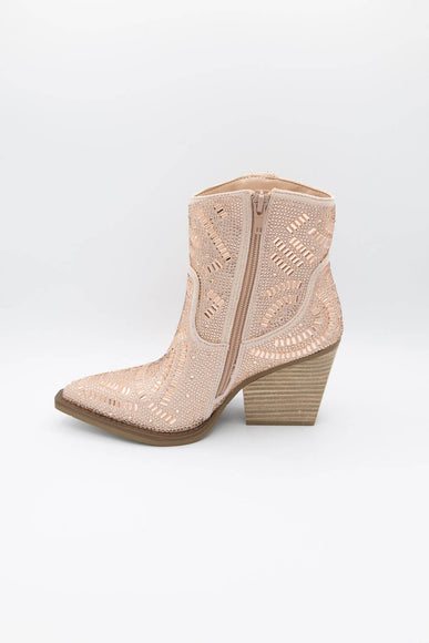 Very G Maze Stone Cowboy Booties for Women in Rose Gold Pink