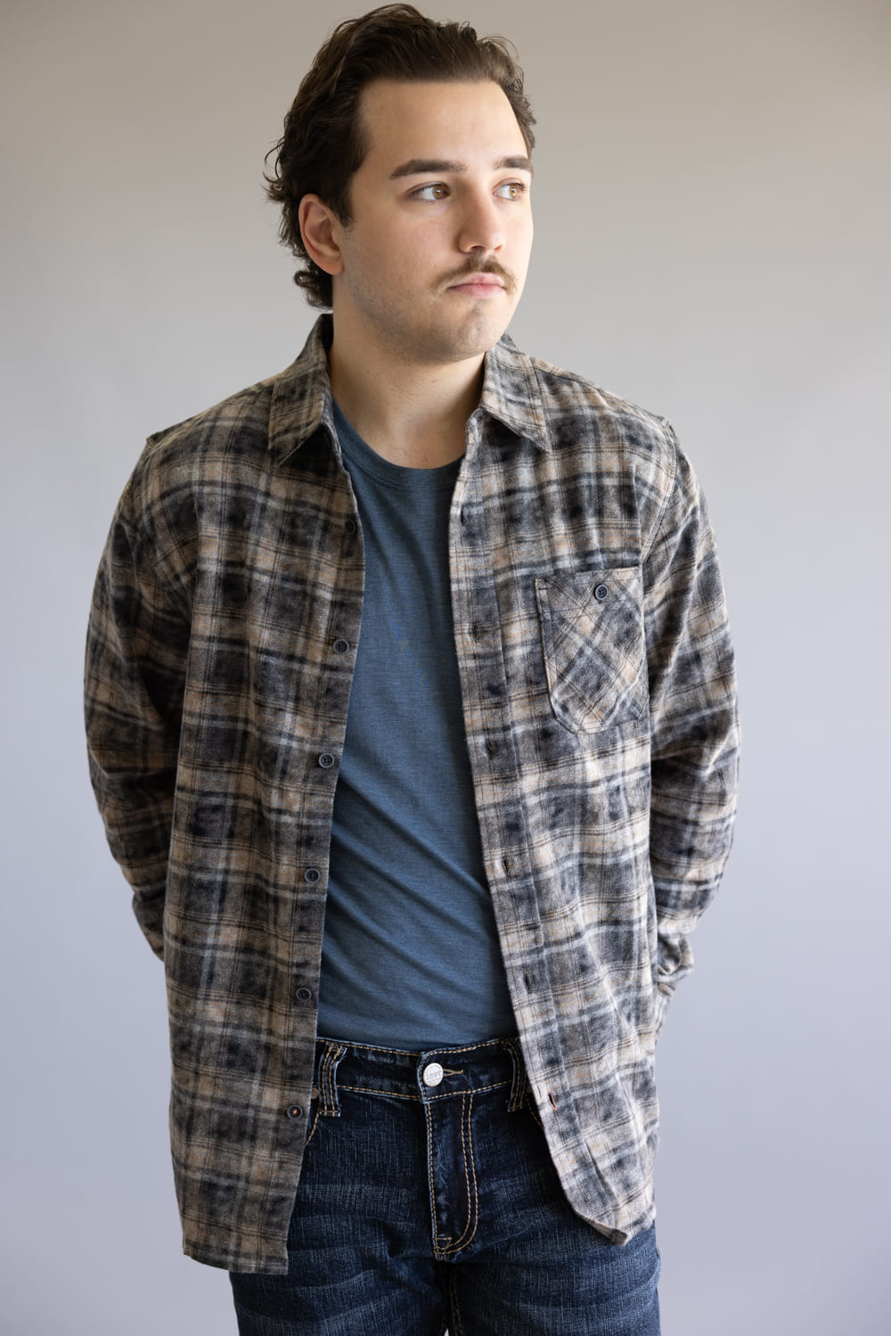 Weatherproof Vintage Chalk Flannel Shirt for Men in Ebony