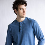 Weatherproof Vintage Long Sleeve Henley Shirt for Men in Indigo Blue