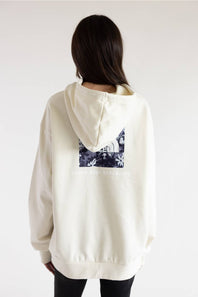 The North Face Evolution Moon Florals Oversized Hoodie in White Dune on Women