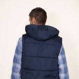 Weatherproof Sherpa Lined Puffer Vest for Men in Blue