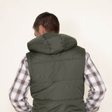 Weatherproof Sherpa Lined Puffer Vest for Men in Deep Olive