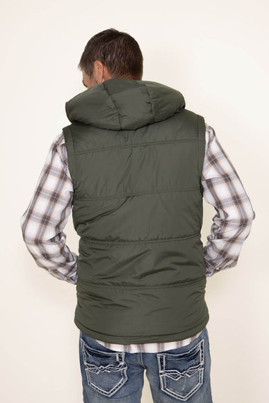 Weatherproof Sherpa Lined Puffer Vest for Men in Deep Olive