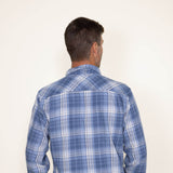 Weatherproof Vintage Burnout Flannel for Men in Faded Denim Blue