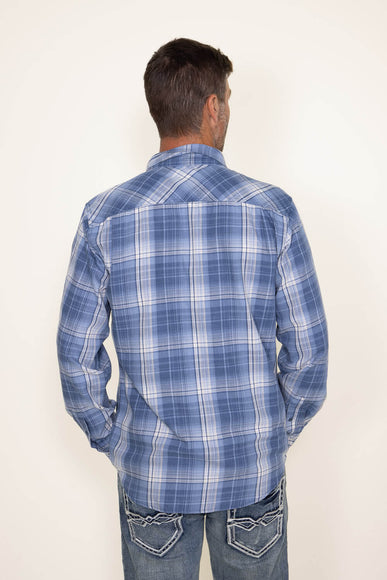 Weatherproof Vintage Burnout Flannel for Men in Faded Denim Blue