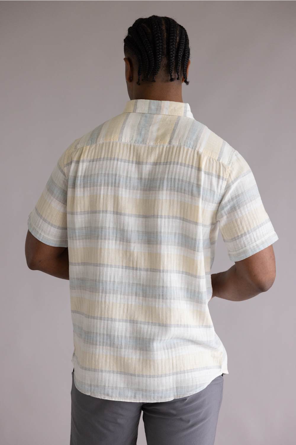 Weatherproof Vintage Cotton Stripe Pattern button Down shirt golden haze