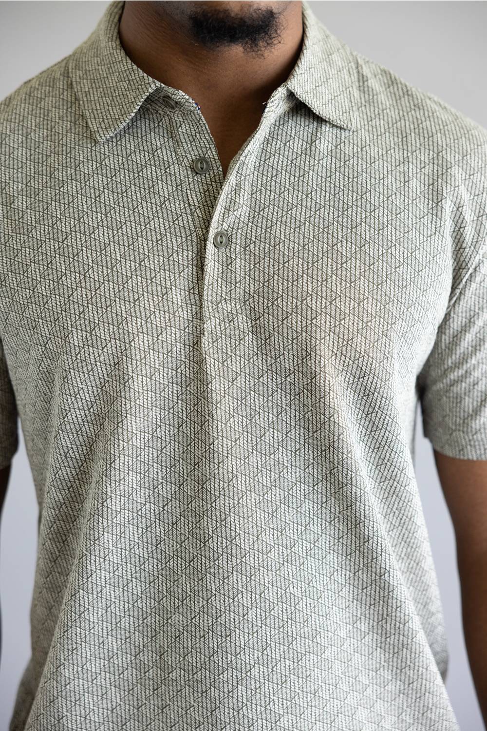 Weatherproof Vintage Diamond Jacquard Polo Shirt for Men in Olive