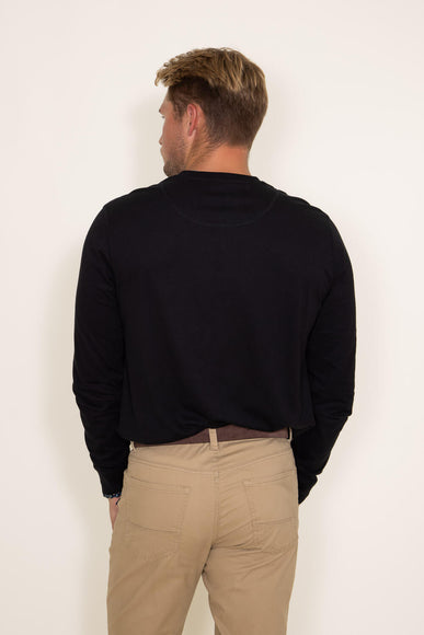 Weatherproof Vintage Long Sleeve Jersey Henley Shirt for Men in Black