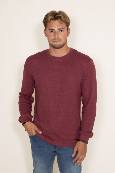 Weatherproof Vintage Long Sleeve Waffle Crewneck Shirt for Men in Red