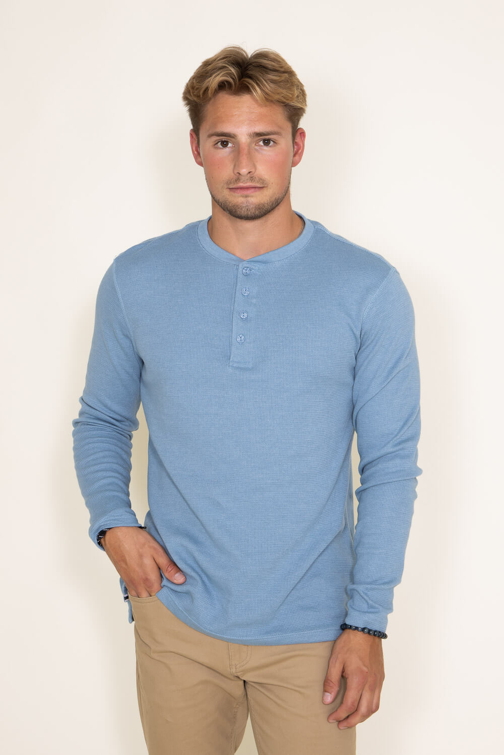 Weatherproof Vintage Long Sleeve Waffle Henley Shirt for Men in