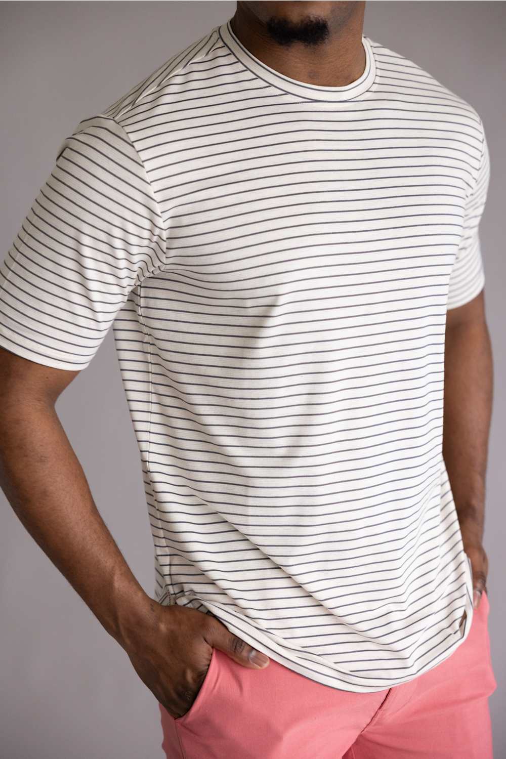 Weatherproof Vintage Striped Stretch  shirt stone grey 