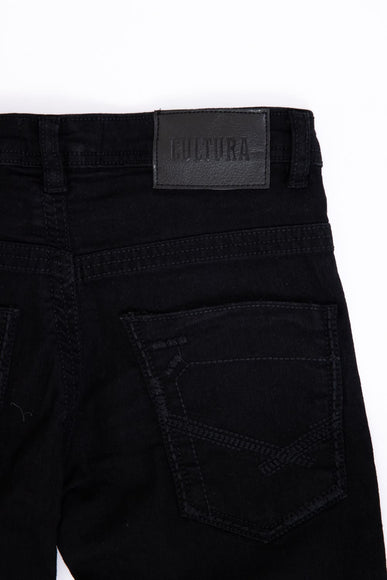 Youth Black Slim Fit Stitch Pocket Jeans for Boys
