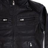 Youth Moto Faux Leather Jacket for Boys in Black