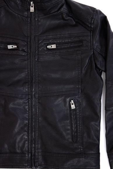 Youth Moto Faux Leather Jacket for Boys in Black