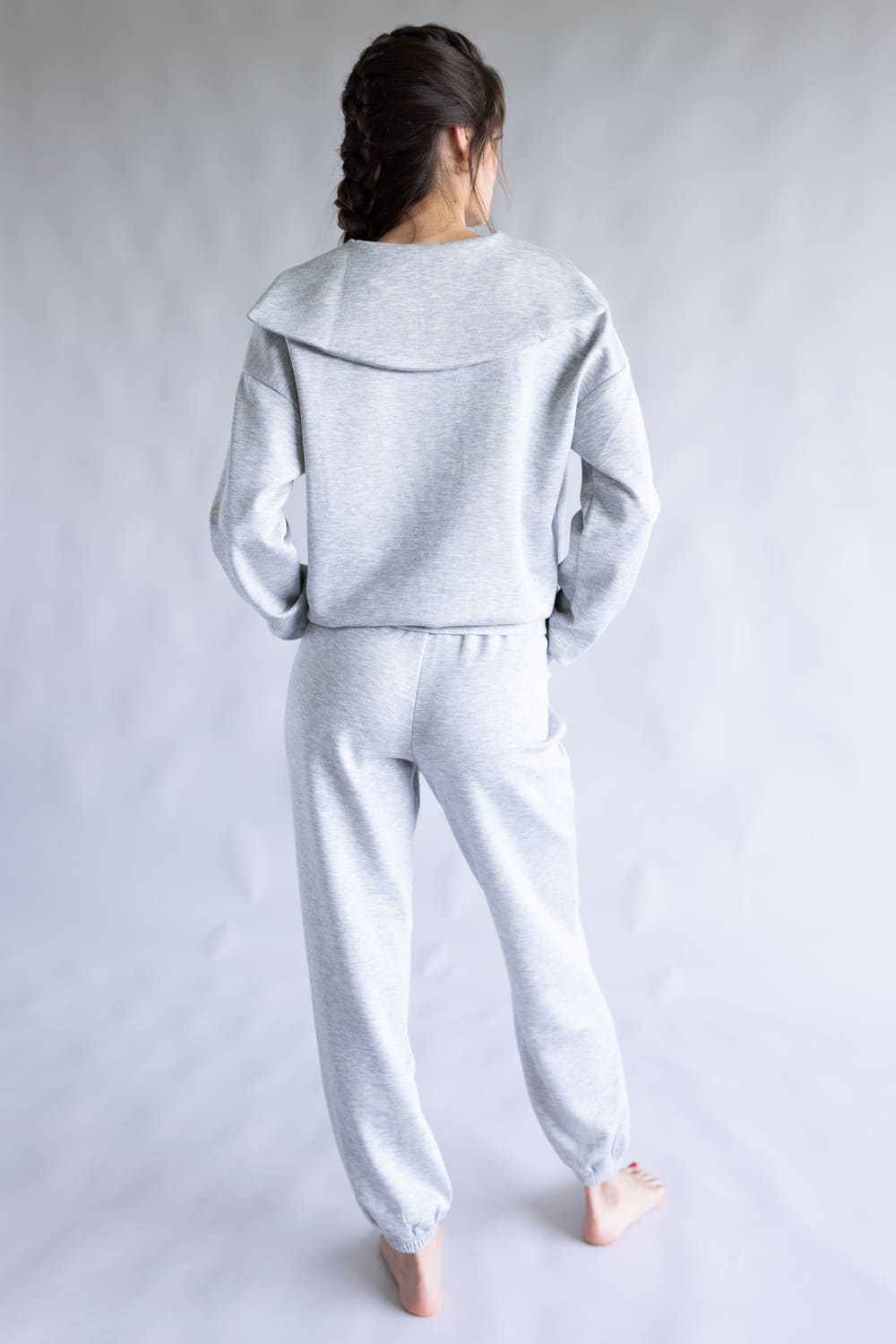 Zip Neck Super Soft Set for Women in Grey