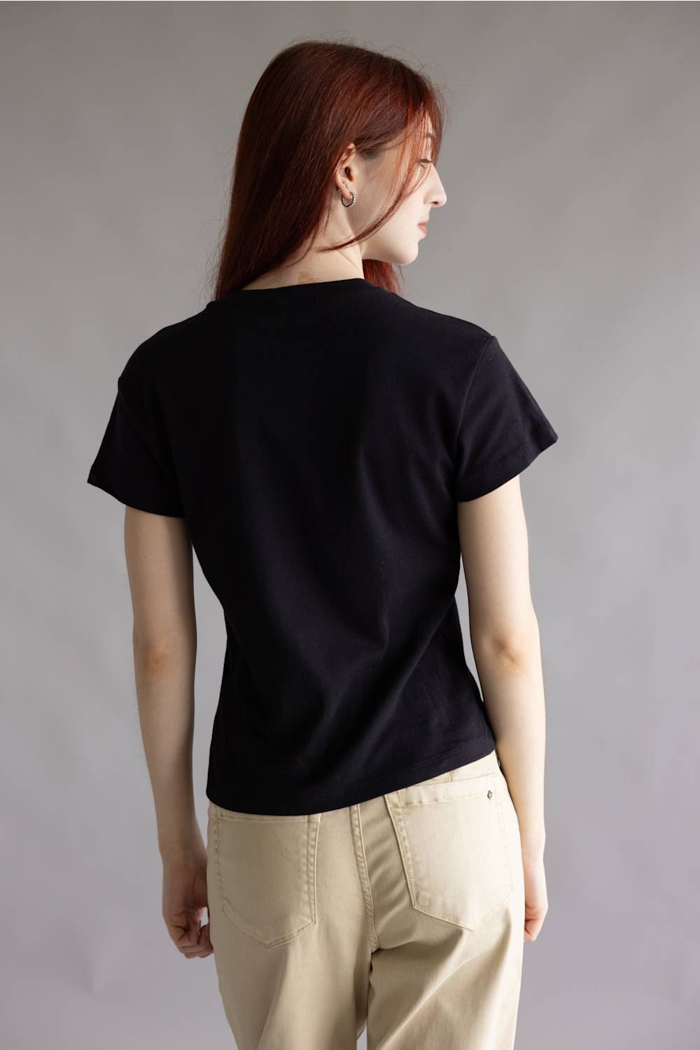 Zutter Puff Longhorn Crop Tee for Women in Black