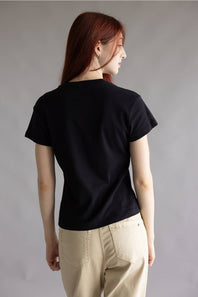 Zutter Puff Longhorn Crop Tee for Women in Black