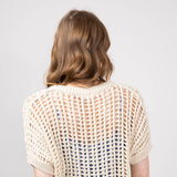 Crochet Short Sleeve Sweater for Women in Natural