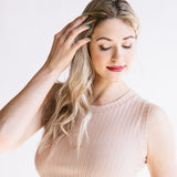 Ribbed Knit Twist Front Tank Top for Women in Mocha