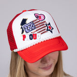 Womens Simply Southern Flag Patch Hat for Women in Red