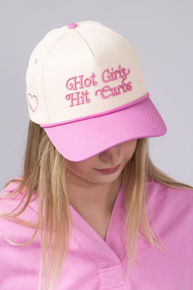 Simply Southern Womens Embroidered Hot Girls Hit Curbs Hat for Women in Cream