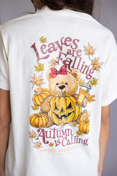 Simply Southern Youth Leaves Are Falling Autumn Is Calling T-Shirt for Girls in Linen