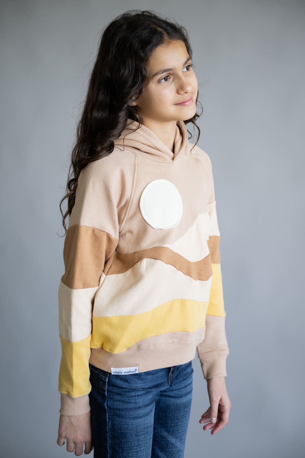 Simply Southern Youth Sun Patch Hoodie for Girls in Multi