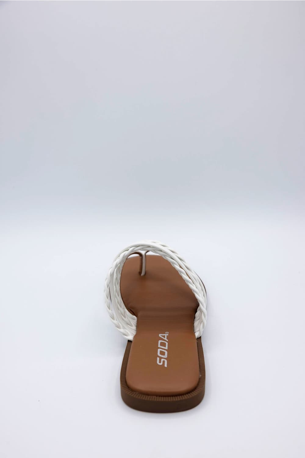 Soda Garrick Braided Flip Flops for Women in White