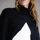 Turtleneck Shrug Bolero Sweater for Women in Black