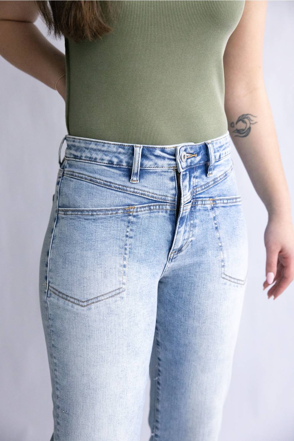 Mica High Rise Front Yoke Straight Crop Jeans for Women