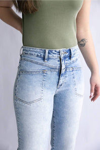 Mica High Rise Front Yoke Straight Crop Jeans for Women