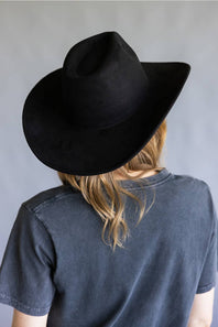 Suede Cowboy Hat in Black