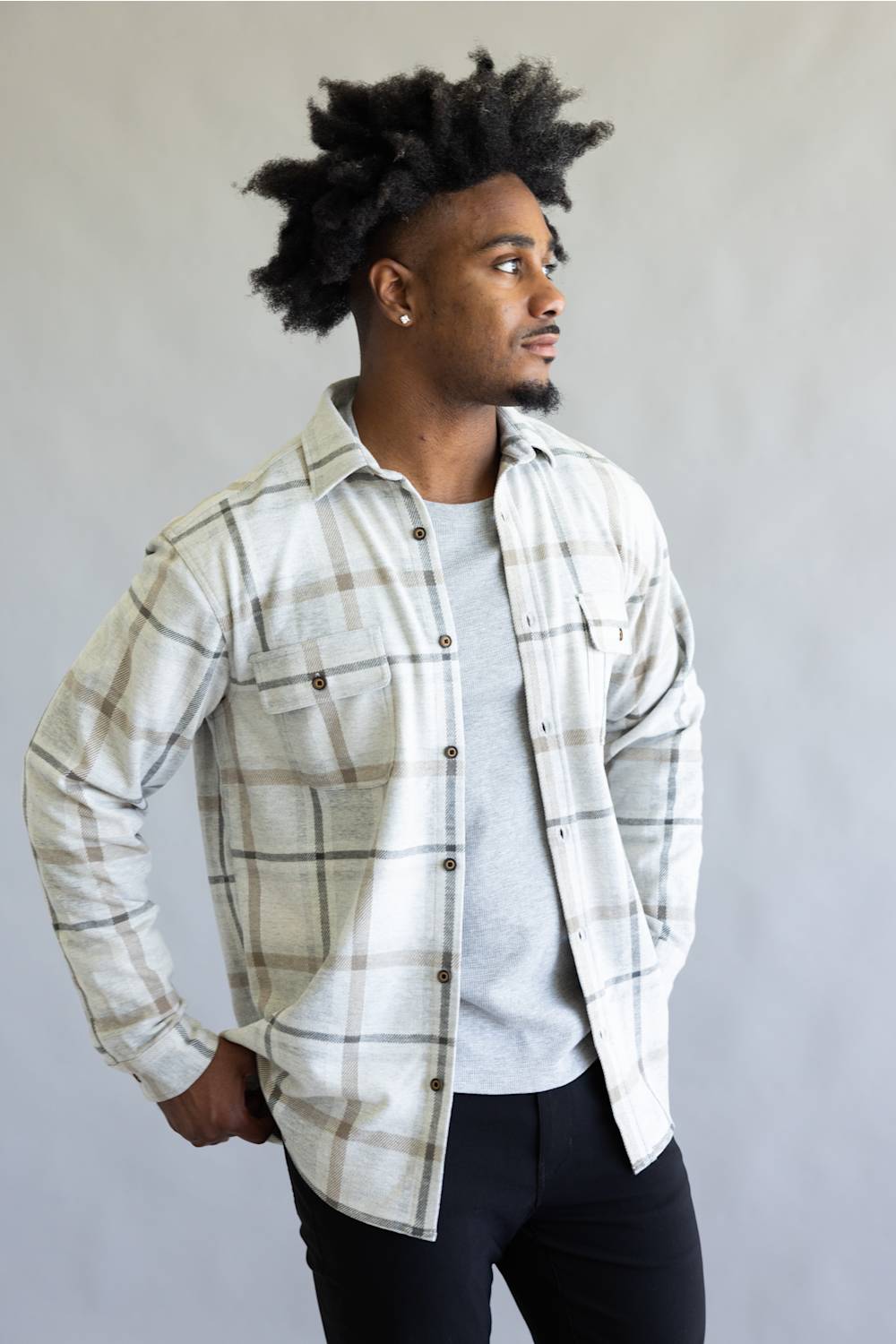 1897 Legends Stretch Flannel Shirt for Men in Silver Multi | 13000-SILMULTI