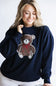 1897 Active Embroidered Big Bear Fleece Sweatshirt for Women in Navy