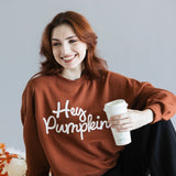 1897 Active Embroidered Hey Pumpkin Sweatshirt for Women in Rust