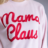 1897 Active Mama Claus Embroidered Fleece Sweatshirt for Women in Baby Pink