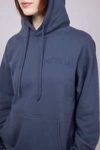 1897 Active Michigan Embroidered Hoodie for Women in Blue | JT082-MI-DENIMBLUE