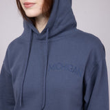 1897 Active Michigan Embroidered Hoodie for Women in Blue | JT082-MI-DENIMBLUE