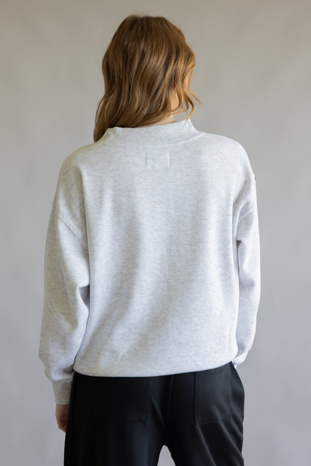 1897 Active Oversized Mock Neck Fleece Sweatshirt for Women in Ice