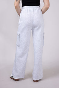 1897 Drawstring Cargo Fleece Sweatpants for Women in Grey