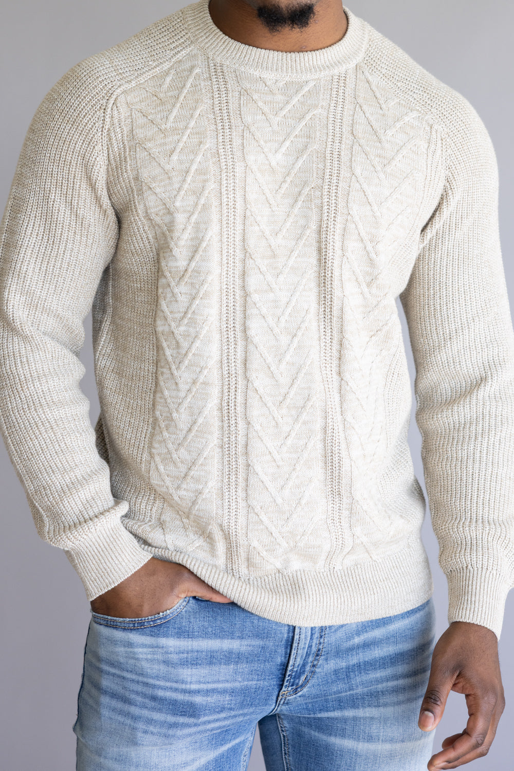 1897 Original Cable Crew Sweater for Men in Oatmeal Heather