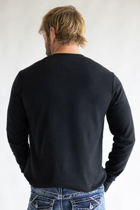 1897 Original Solid Henley Thermal Long Sleeve Shirt for Men in Black