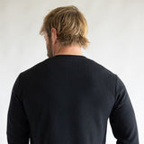 1897 Original Solid Henley Thermal Long Sleeve Shirt for Men in Black
