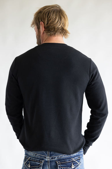 1897 Original Solid Henley Thermal Long Sleeve Shirt for Men in Black