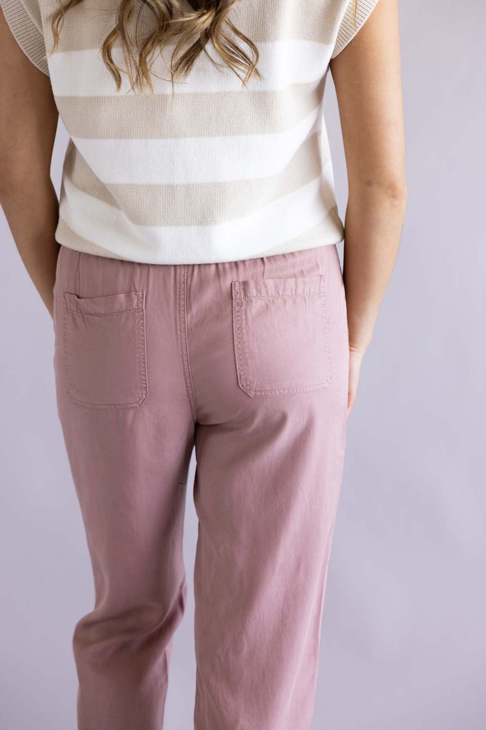 Tencel Drawstring Pants for Women in Mauve