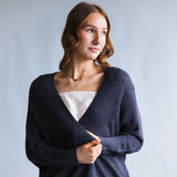 Shaker Stitch Cardigan for Women in Indigo