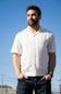Textured Woven Button Up Shirt for Men in Ecru