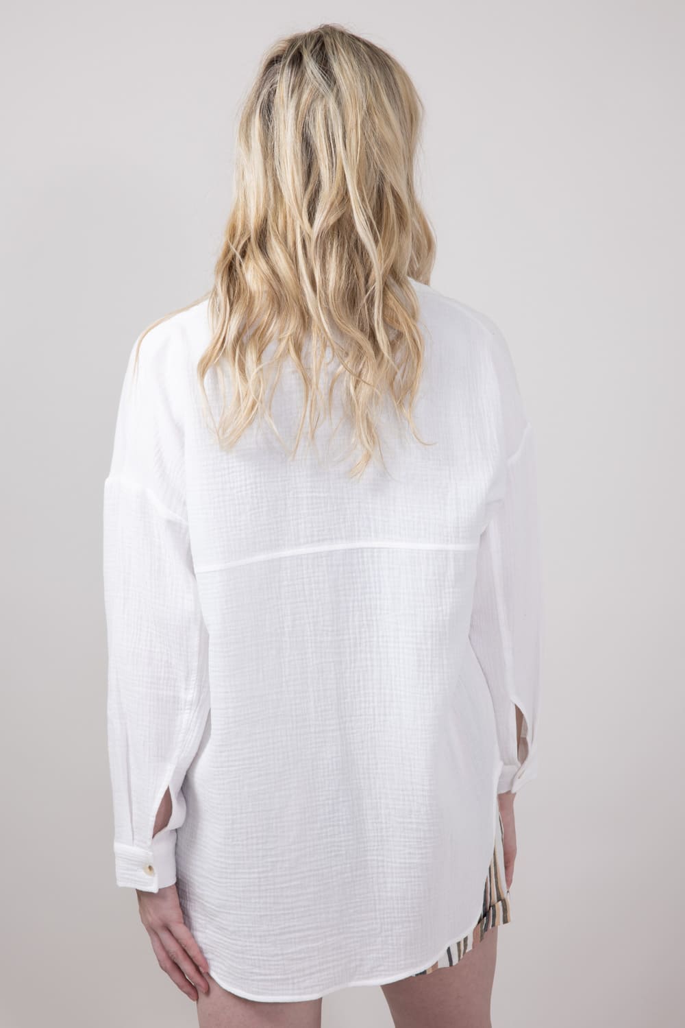 ACOA Oversized Gauze Boyfriend Shirt for Women in White